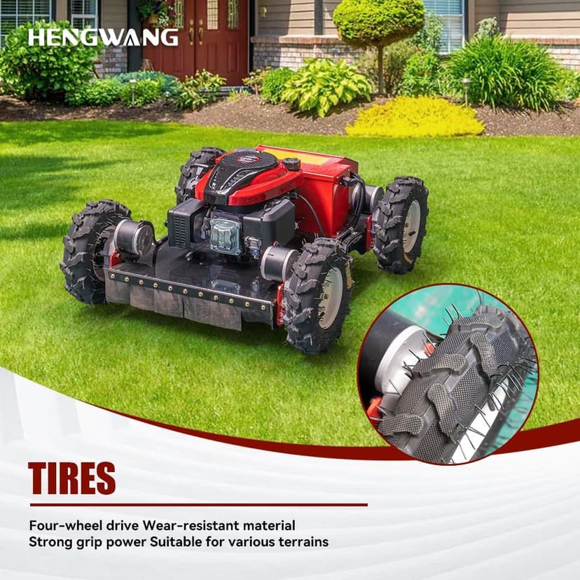 Remote Control Lawn Mower Electric Start 30° Climbing Four-Wheel Drive All Terrain Grass Cutter Yard Mower (HW-196-55JY)