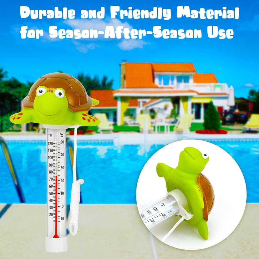XY-WQ Floating Pool Thermometer, Large Size Easy Read for Water Temperature with String for Outdoor and Indoor Swimming Pools and Spas (Turtle)