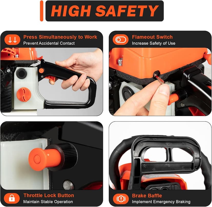 Upgrade 58cc Gas Chainsaw 20 Inch 2-Stroke Gas Powered Chainsaw Air-Cooled Gas Chainsaw Handheld Gasoline Chain Saw for Wood Cutting
