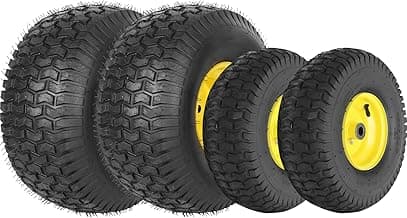 AR-PRO (2-Pack) 15" x 6.00-6" Front Tire and Wheel Set and (2-Pack) 20x8.00-8 Rear Tire and Wheel Set, Compatible with John Deere Riding Mowers