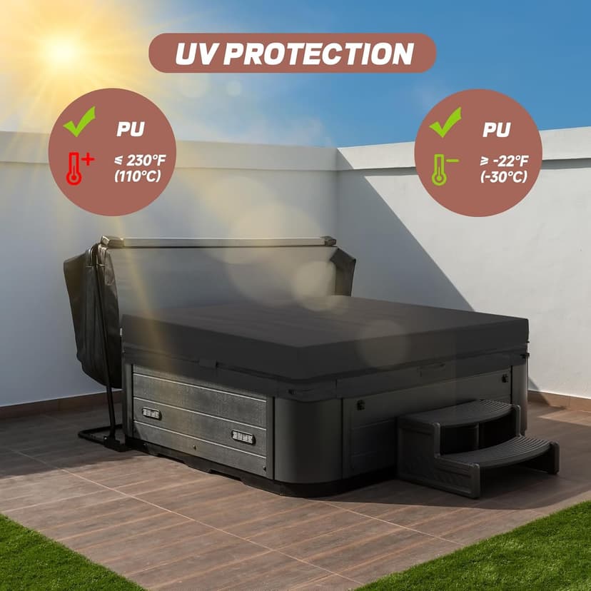 Outdoor Hot Tub Cover, 85×85 Inch Heavy Duty SPA Cover Waterproof, Hot Tub Protector Cover Replacement Weatherproof Protection Cap