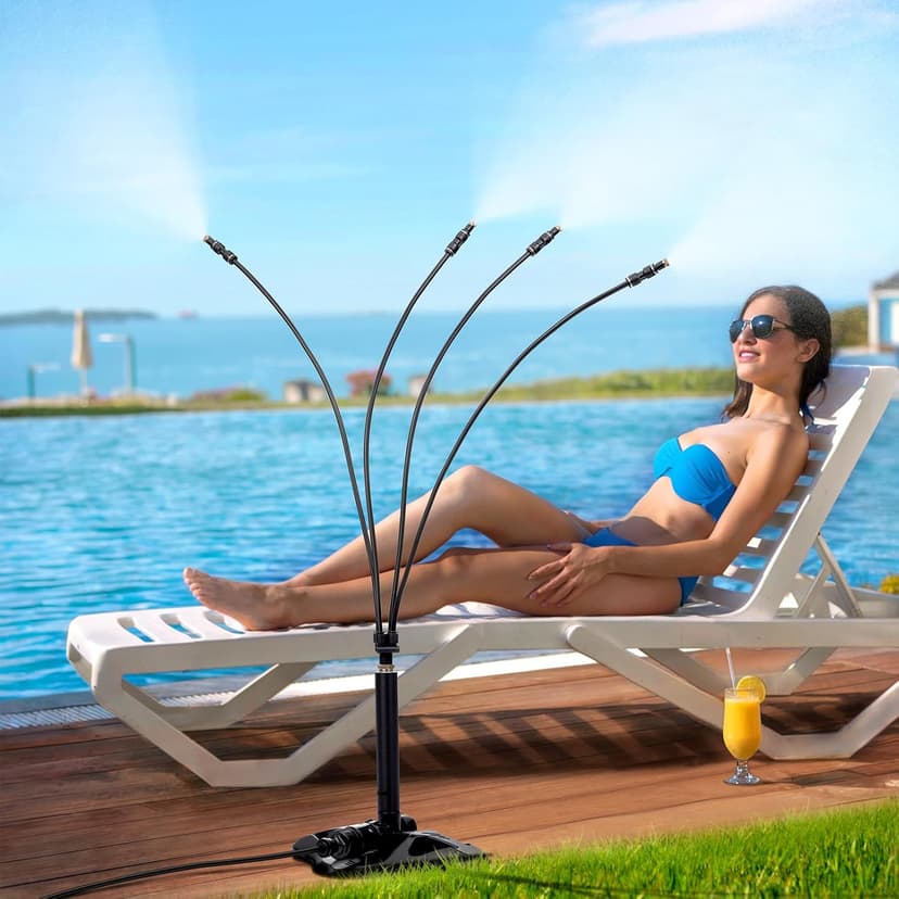 Rafow Standing Misters for Outside Patio Portable Misting System for Cooling Outdoor 26.5 Ft Stand Mist Line Water Sprinklers Patio Mister for Garden Backyard BBQ Party Pool Beach