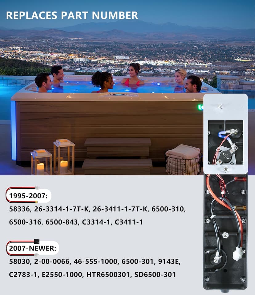 Smart Low-Flow Heater Replacement for Sundance/Jacuzzi Spa Hot Tub 6500-310/6500-301 5.5kW 240V 60HZ Black