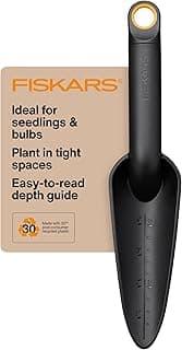 Fiskars Eco Transplanter with Narrow Curved Spade, Depth Markings, Ergonomic Handle, UV Resistance, Ideal for Seedlings and Small Plants
