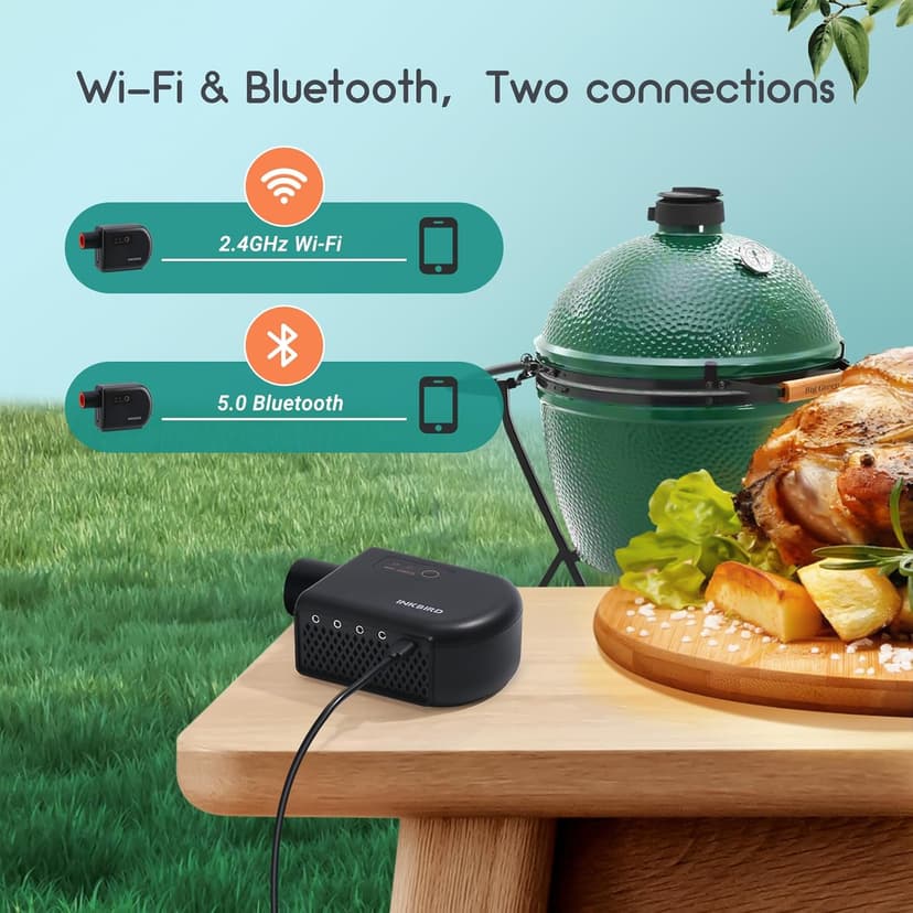 Wi-Fi & Bluetooth BBQ Smoker Temperature Controller with Automatic Smoker Fan, INKBIRD ISC-027BW Grill Thermometer with 4 Probes for Big Green Egg, Kamado Joe, Primo, Vision Grill, Akorn Kamado, Weber