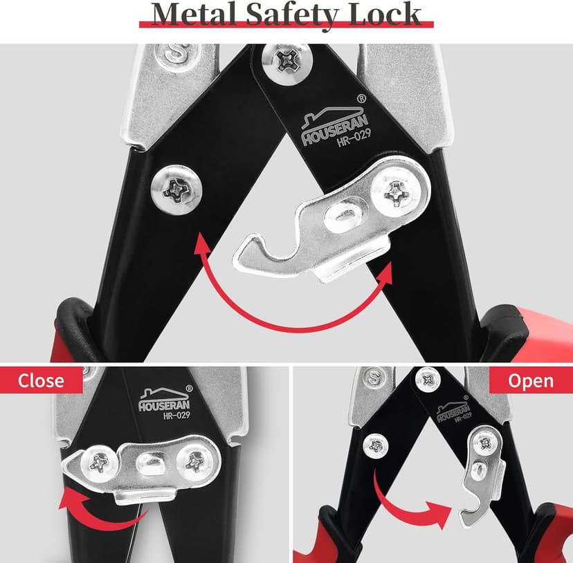 Aviation Snips, 10 Inch Tin Snips, Straight Cut, Heavy Duty Sheet Metal Cutter with Safety Lock and Non-slip Handle, CR-V Steel Sharp Teeth, Shears Scissors for Cutting Metal Sheet
