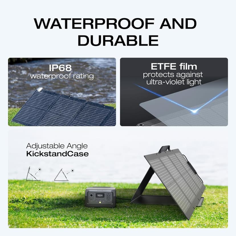 EF ECOFLOW Solar Generator RIVER 3 Plus with 110W Solar Panel, 286Wh Portable Power Station LiFePO4 Battery, 3 Up to 1200W AC Outlets, <10 MS UPS, Expandable to 858Wh, <30 dB Quiet, 1Hr Fast AC Charge