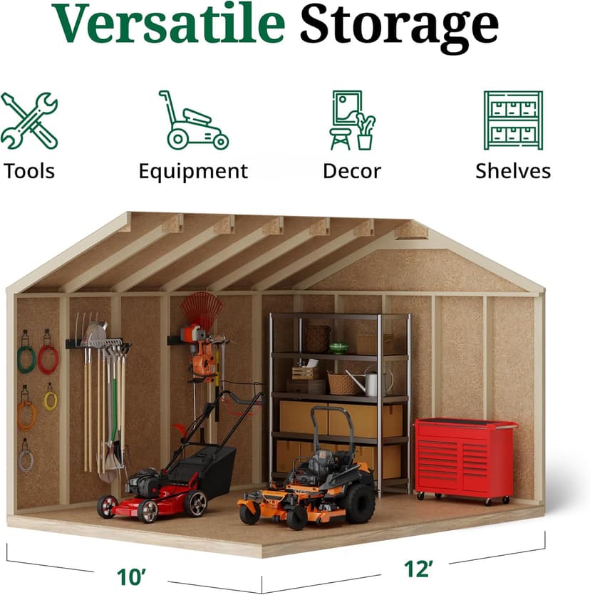 10x12 Value Workshop Shed with Operable Windows, Outdoor Wood Storage Do-It-Yourself Precut Kit