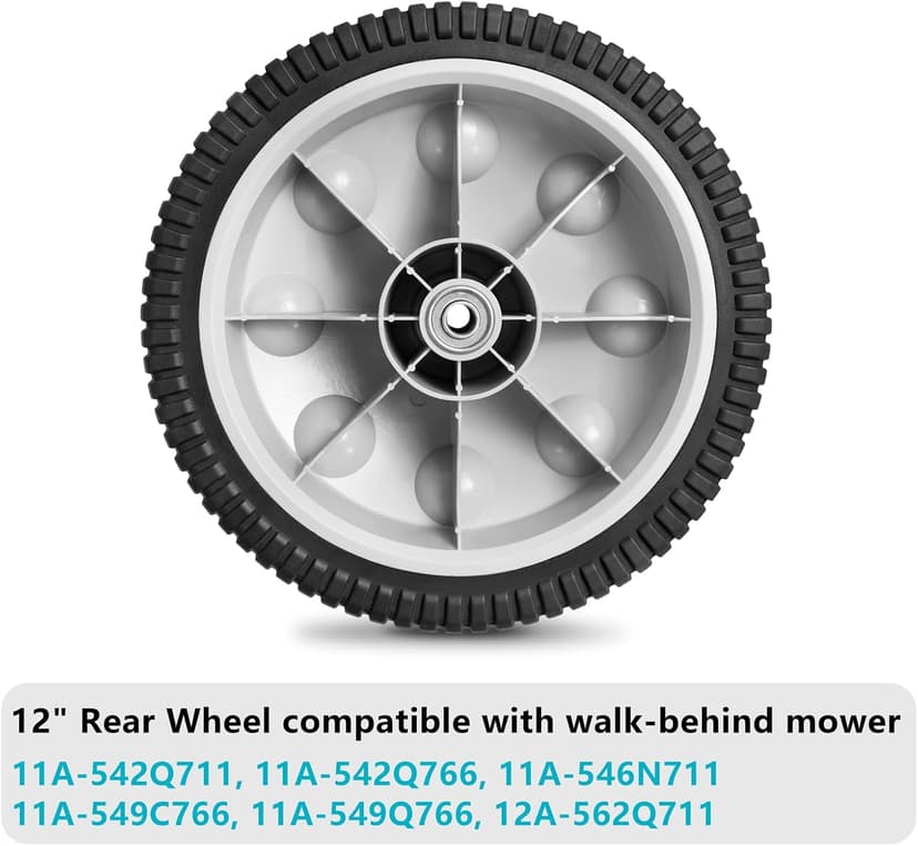 12 Inch 734-04019 Rear Wheel Replacement for MTD 734-04127, Lawn Mower Wheel 12" x 2.125" S-Wave Wheel Tire Compatible with Most Troy Bilt Walk-Behind Push Lawn Mower, 2 Pack
