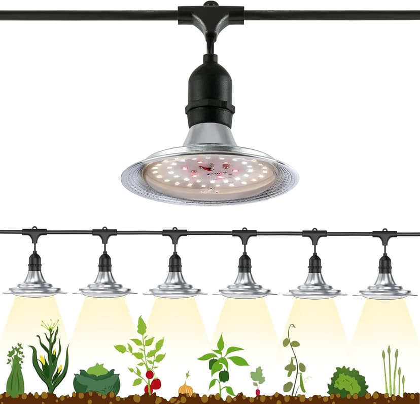 Espird Outdoor Grow Light, 6-Light Greenhouse String Grow Light, Waterproof Plant Growing Lamps, UL Certified LED Grow Lights for Greenhouse Garden, 21.3FT Full Spectrum Light for Veg Seedling Flower