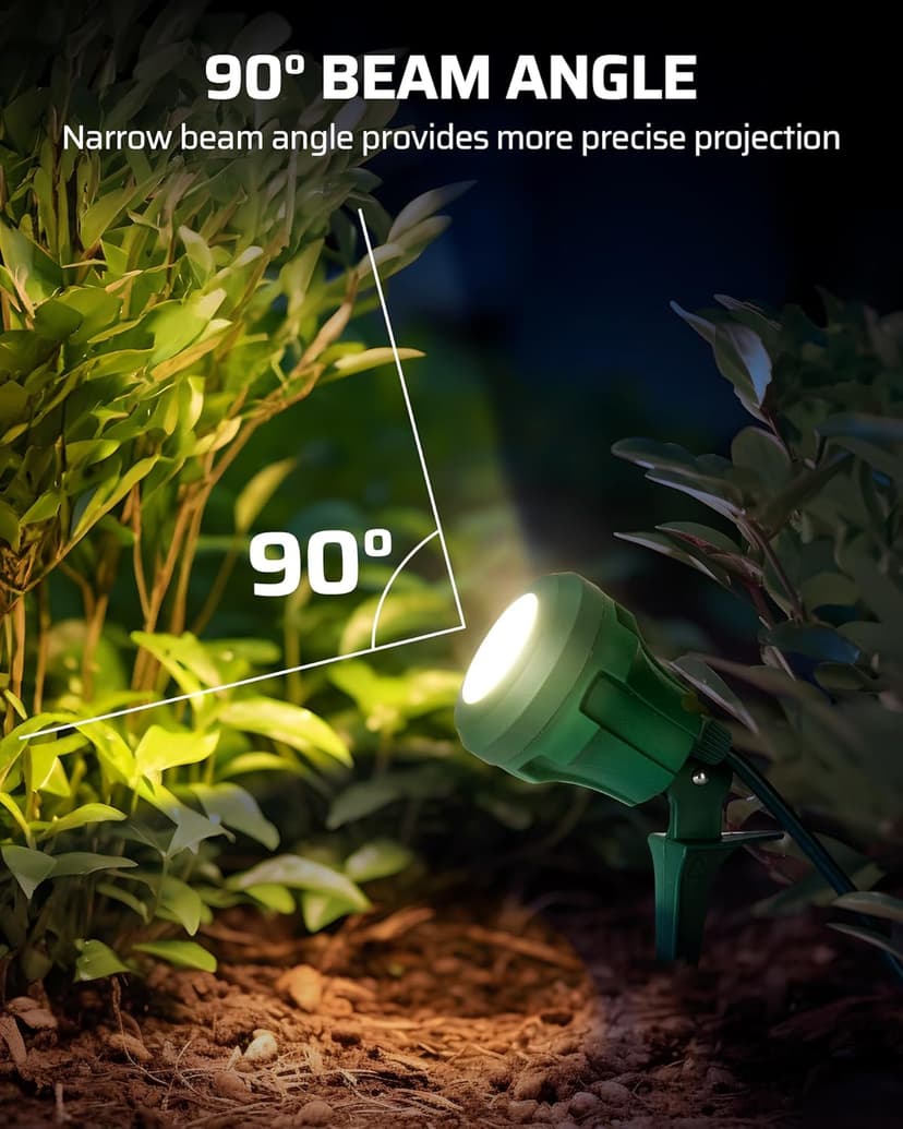 DEWENWILS 120V Spotlight Outdoor, 400LM Waterproof LED Spot Light with 3 Extra Lenses (Red Yellow Green), Landscape Lighting for Holiday, Trees, 5FT Extension Cord, UL Listed