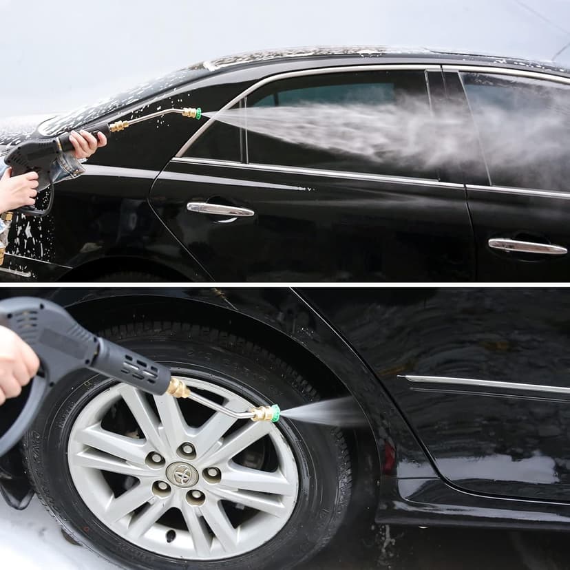 Pressure Washer Short Gun, 5 Nozzle Tips, 7 Inch Extension Curved Rod, M22 Fitting, Hot and Cold Water Replacement, 5000 PSI