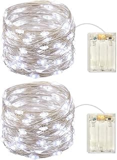 2 Pack Battery Operated Mini Led Lights,Indoor Fairy Lights with Timer 6 Hours on/18 Hours Off for Wedding Centerpiece Party Decorations,30 Count LEDs,10 Feet Silver Wire (Cold White)