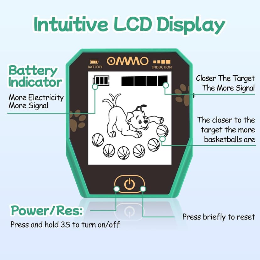 OMMO Metal Detector, Rechargeable Built-in Battery Kids Metal Detector with Funny LCD Display, Adjustable Metal Detectors for Kids with IP67 Waterproof 6.5” Search Coil for Exploring Outdoor