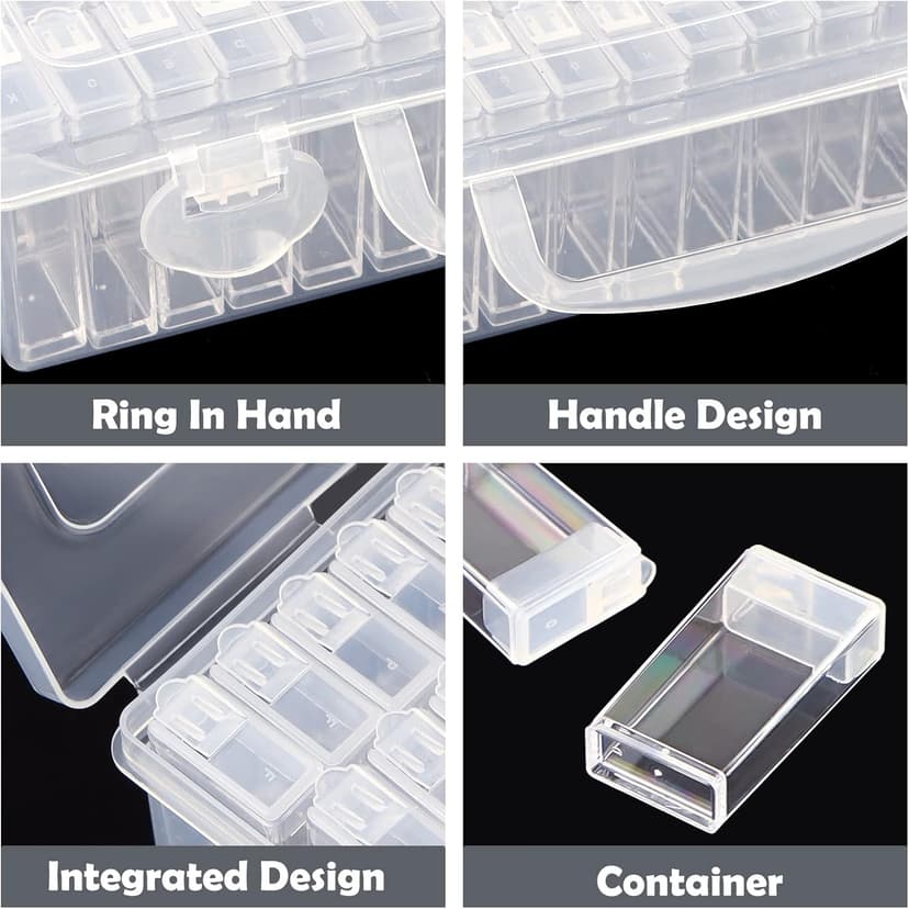 64-Slots Seed Storage Organizer Box with Label Stickers, Seed Storage Container for Flower Plants, Seeds & Bulbs, Flower, Vegetable, Clover and Basil Seeds, Gardening Supplies & Organizer