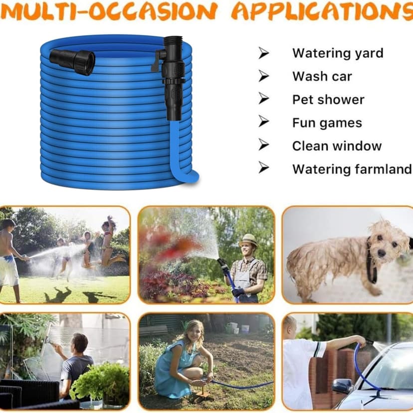 Garden Hose, 50ft Water Hose, Pliable Garden Hose with 3/4" Fittings, Water Pipe, Garden Hose useful house gifts for Outdoor Lawn Car Watering Plants (50FT)