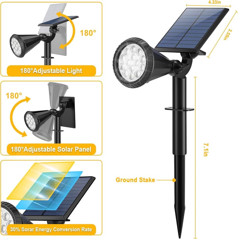 WELALO Solar Color Changing Spot Lights Outdoor Waterproof for Flag, [6 Pack/7 Modes] Multicolor Landscape Spotlights 180° Adjustable Solar Powered Lights for Walkway Pathway Tree Yard Garden Wall