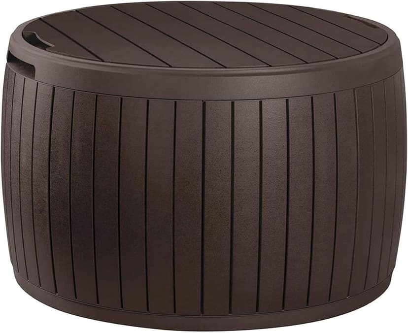 Keter Outdoor Storage Deck Box, 37 Gallon Waterproof Patio Table Bin, Circa, Brown