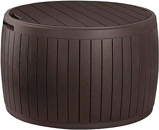 Keter Outdoor Storage Deck Box, 37 Gallon Waterproof Patio Table Bin, Circa, Brown