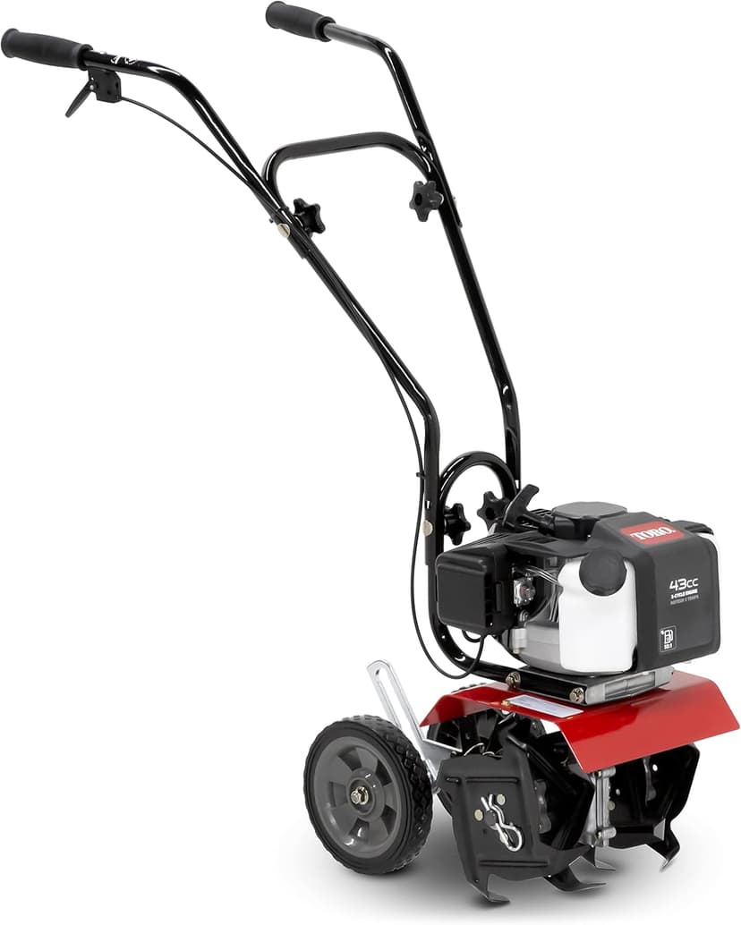 Toro 58601 Cultivator, 43cc 2-Cycle Engine, Adjustable Tilling Width 6-10”, Overhand Handlebars, 8” Max Cultivating Depth, Lightweight