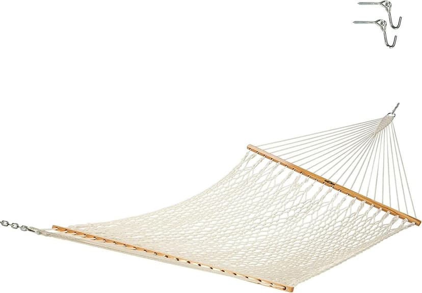 Original Pawleys Island 14OC Original Deluxe Cotton Rope Hammock with Free Extension Chains & Tree Hooks, Handcrafted in The USA, Accommodates 2 People, 450 LB Weight Capacity, 13 ft. x 60 in.