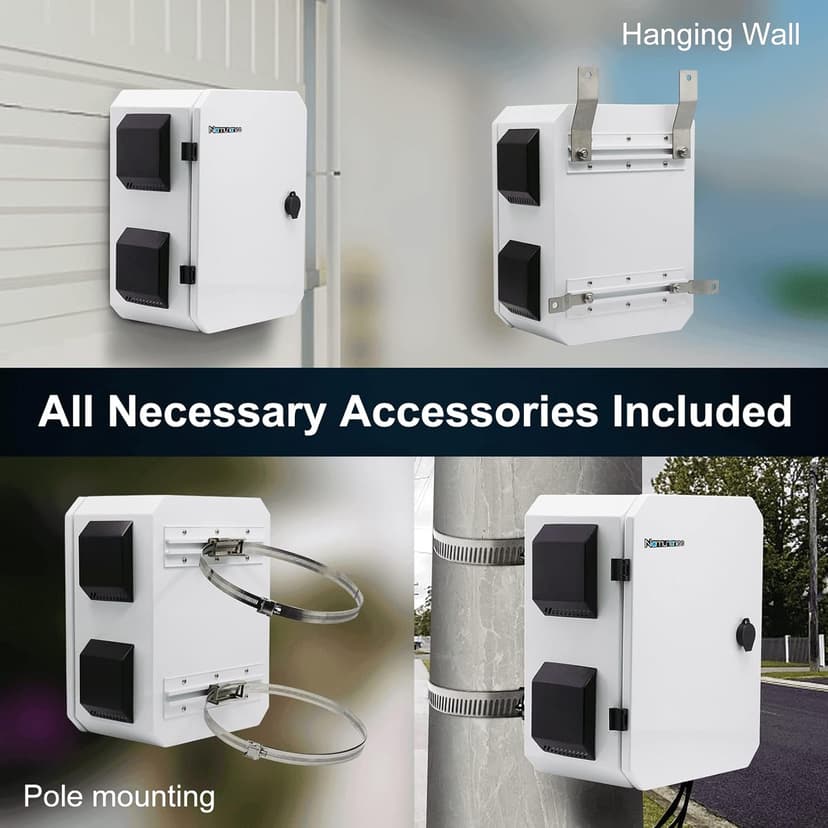 Outdoor Electrical Box, Cold-Rolled Steel Plate, Aluminum Alloy Back Beam, One-Piece Ventilation Design, IP65 Waterproof, Wall/Pole Mounted (15.7" x 11.8" x 7.9")