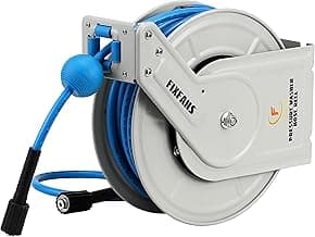 Pressure Washer Hose Reel with Hose, 1/4" × 60ft Retractable Power Washer Hose Reel, Heavy Duty Hose Reel Auto Rewind, Wall Mounted, 3600 PSI