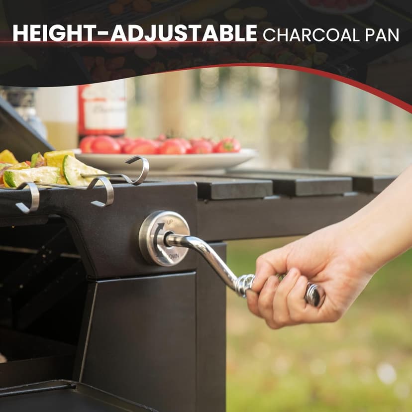 Royal Gourmet CD1824EC 24-Inch Movable Charcoal Grill with Cover, 490 Sq. In. Cooking Area, Outdoor Barbecue Grill with Foldable Side Tables for Outdoor Picnic and Camping Grilling, Black