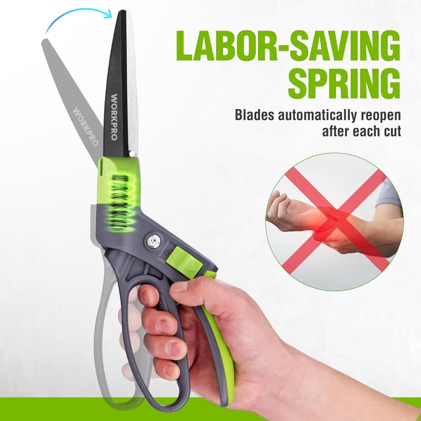 WORKPRO Grass Shears Handheld, Ultra-Sharp Grass Clippers with 360 Degree Swivel Blades, Manual Grass Cutter, Non-Slip Garden Shears, Gardening Scissors, Plant Clippers for Precise Lawn Trimming