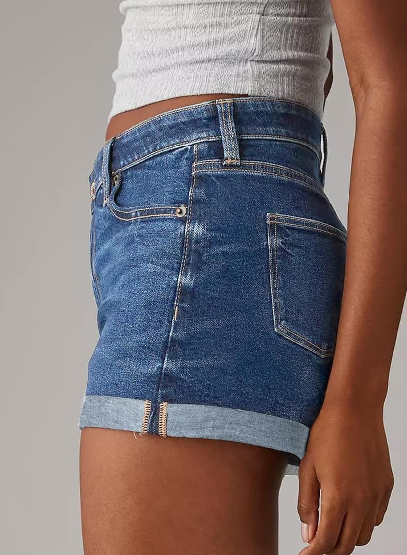 Sidefeel Women's Jean Shorts High Waisted Stretchy Casual Rolled Hem Zimbaplatinum Denim Shorts
