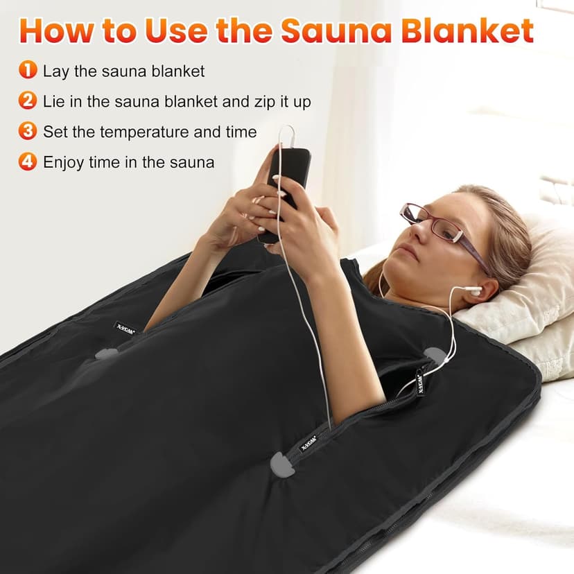 Sauna Blanket, Sauna, Portable Sauna for Home, 86-158℉, 20-60 Minutes Timer, 6 ft x 2.62 ft
