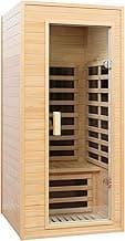 Far Infrared Sauna, 1 Person Infrared Sauna, Canadian Hemlock Wood 1290W Low-EMF Infrared Saunas for Home with Control Panel, Bluetooth Speakers, Reading Lamp