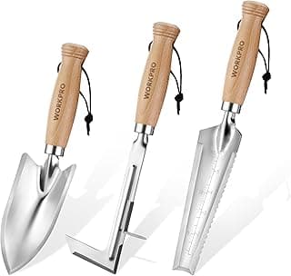 WORKPRO Garden Tool Set, 3 Pcs Gardening Hand Tools with Wood Handle, Weed Puller, Crack Weeder, Hand Trowel, for Planting, Digging, Weeding, Ideal Gardening for Women & Men