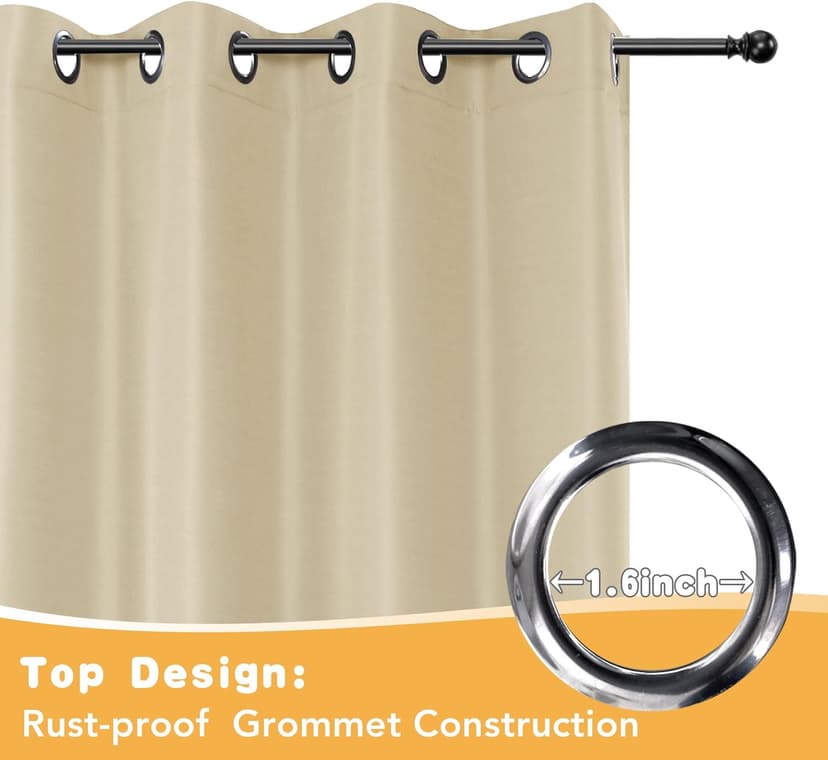 HolidayIdeas Outdoor Curtains for Patio Waterproof, 4 Panels - 54 x 84 Inch - Privacy Protection & Light Filtering Curtains Cream Grommet Outside Curtains for Porch, Gazebo, Pergola, Backyard