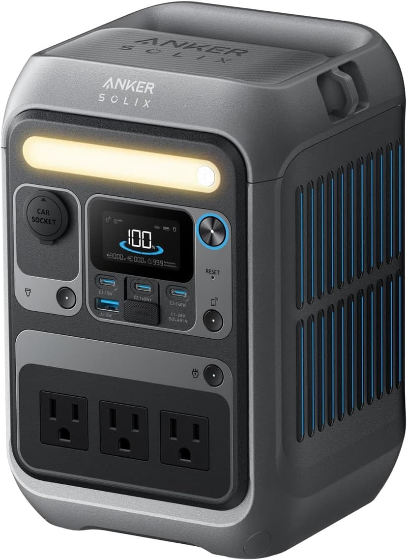 Anker SOLIX C300 Portable Power Station, Outdoor 288Wh LiFePO4 Battery, 300W (600W Surge) Solar Generator, 140W Two-Way Fast Charging, for Camping, Traveling, and Emergencies (Solar Panel Optional)