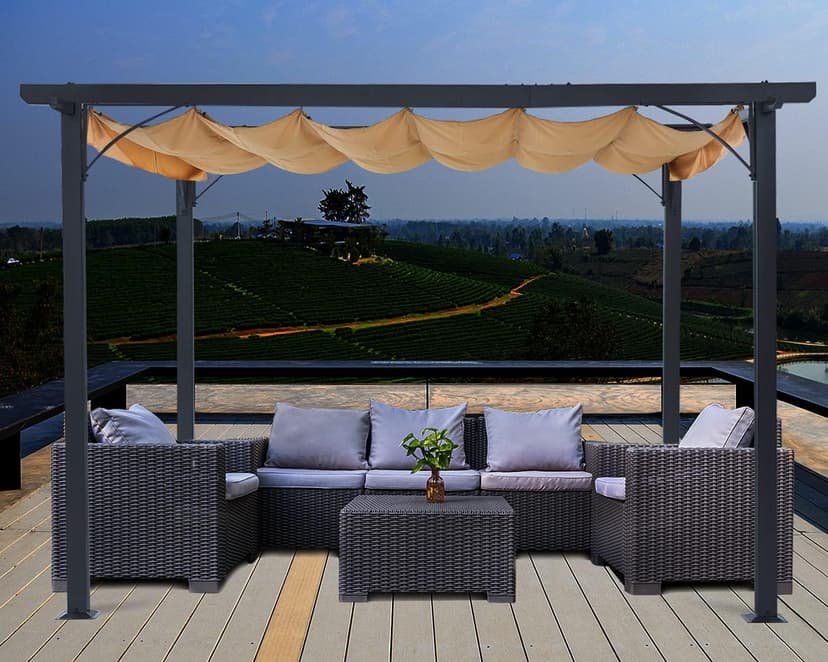 ABCCANOPY Patio Pergola 11x11 - Outdoor Sun Shade Canopy with Retractable Roof for Garden Porch Backyard (Gray)