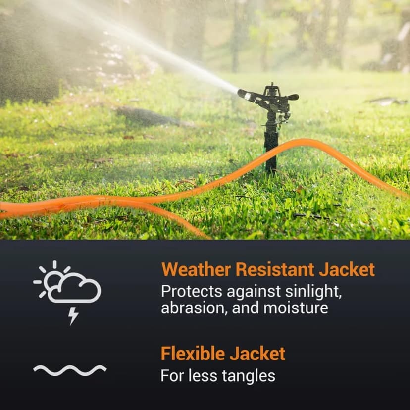 Outdoor Extension Cord Waterproof 100 FT, Orange 16/3 SJTW Heavy Duty, Flexible 100% Copper 3 Prong Extension Cord for Lawn, Garage,UL Listed