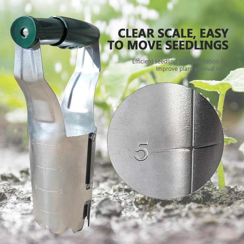Bulb Planter Tool,Garden Bulb Planter,4 Inches Depth Mark,Bulb Transplanter Tool,Soil Release for Digging,Refilling Hole, Depth Marker, for Planting Tulips, Daffodils, Dahlias and More