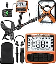 Metal Detector for Adults Rechargeable, 11" Professional Metal Detector for Gold & Silver, High Accuracy Waterproof Design with 5 Modes, 4000 mAh Lithium Battery, Easy to Use, M55, Orange