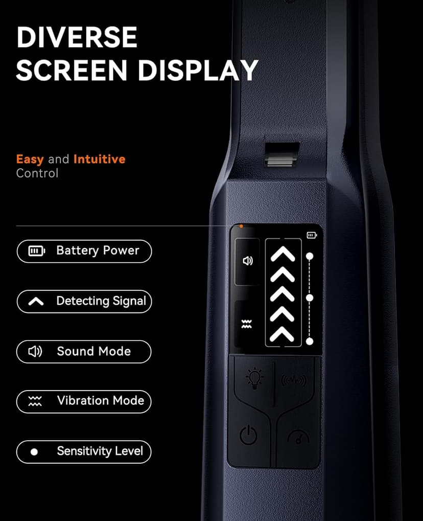 SUNPOW Metal Detector Pinpointer Rechargeable for Adults & Kids, Adjustable Sensitivity, IP68 Fully Waterproof, 360° Detection, 4 Modes - Handheld Pin Pointer Wand with LCD Screen - NXGD01
