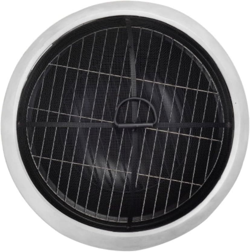 Teamson Home MGO Light Concrete Round Charcoal and Wood Burning Fire Pit for Outdoor Patio Garden Backyard with Spark Screen, Fireplace Poker, Grate, and BBQ Grill, Light Gray