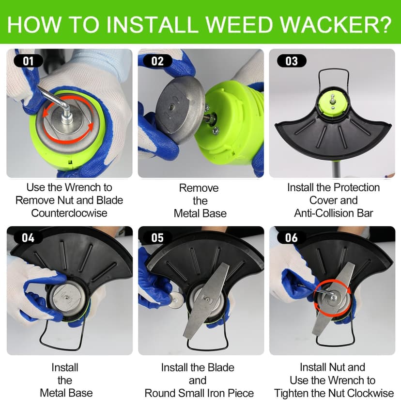 GardenJoy Weed Wacker Battery Operated: 12V Cordless Grass Trimmer with 2.0Ah Battery, Fast Charger and 3 Types Cutting Blade, Portable Electric Lawn Trimmer for Garden Yard Weeding Work