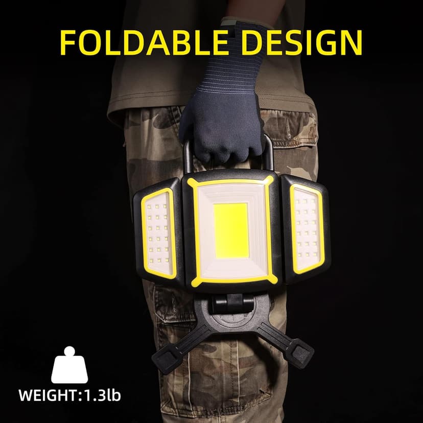 Yzoni Magnetic Light, Portable LED Work Light with 5 Light Modes, Magnetic Base Rechargeable Battery Operated COB Flashlight, Hold to Dim Flood Light for Car Repairing, Camping