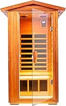 Mahogany Outdoor Sauna, 1 Person Far Infrared Sauna for Home, 1560W, with Bluetooth, LED Reading Lamp, Chromotherapy Lamp, for Indoor and Outdoor Wooden Sauna