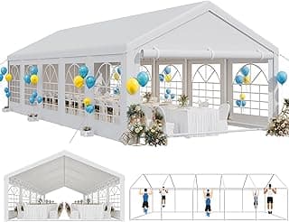 YITAHOME 16x32ft Heavy Duty Party Tent Outdoor Wedding Tent Canopy Event Shelters Upgraded Galvanized Steel Carport with Removable Sidewall Windows for Commercial and Parties, White