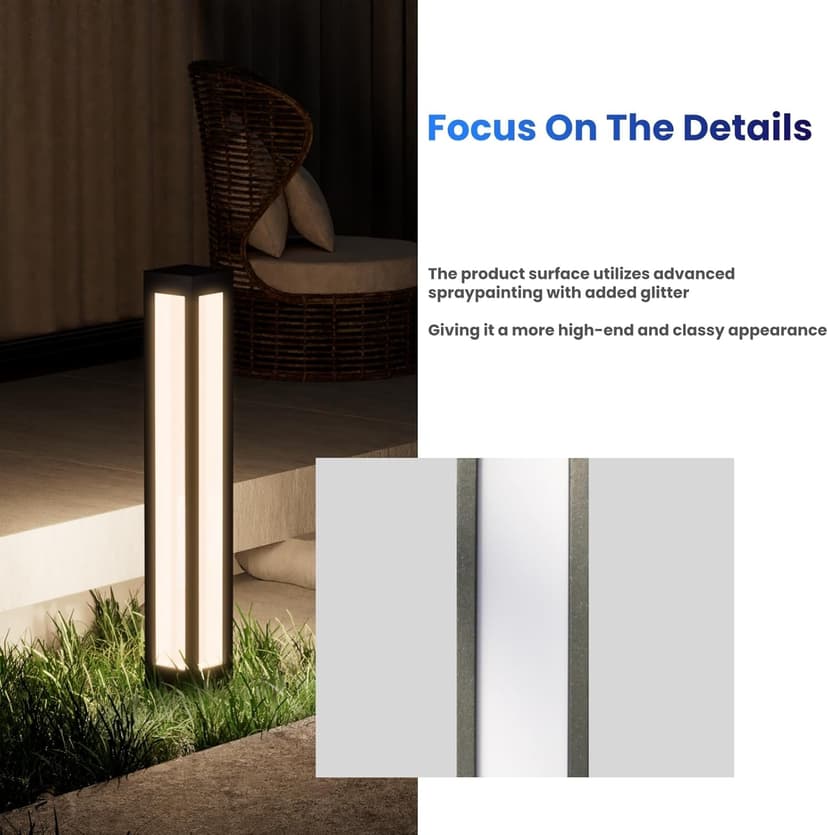 SkyGlow Outdoor Landscape Path Light, 32" Waterproof Stainless Steel LED Lighting, 8W 800LM Curb Appeal Lights, Modern Lawn Lights for Garden, Pathway, Bollard, Patio, Courtyard, Driveway Decoration