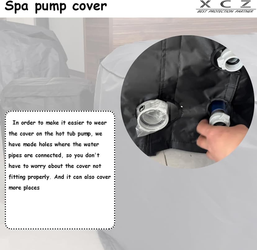 XCZ hot tub Pump Cover. with Thermal Insulation Aluminum Film, Waterproof, Sunscreen, Insulation. Spa Heat Pump Insulation Cover. (Black)