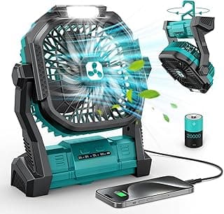ONLYNEW Portable Fan Rechargeable, 20000mAh Cordless Battery Powered Fan with LED Lantern, USB C Battery Operated for Travel Bedroom Home Camping Tent Office Beach Desk Fishing Table