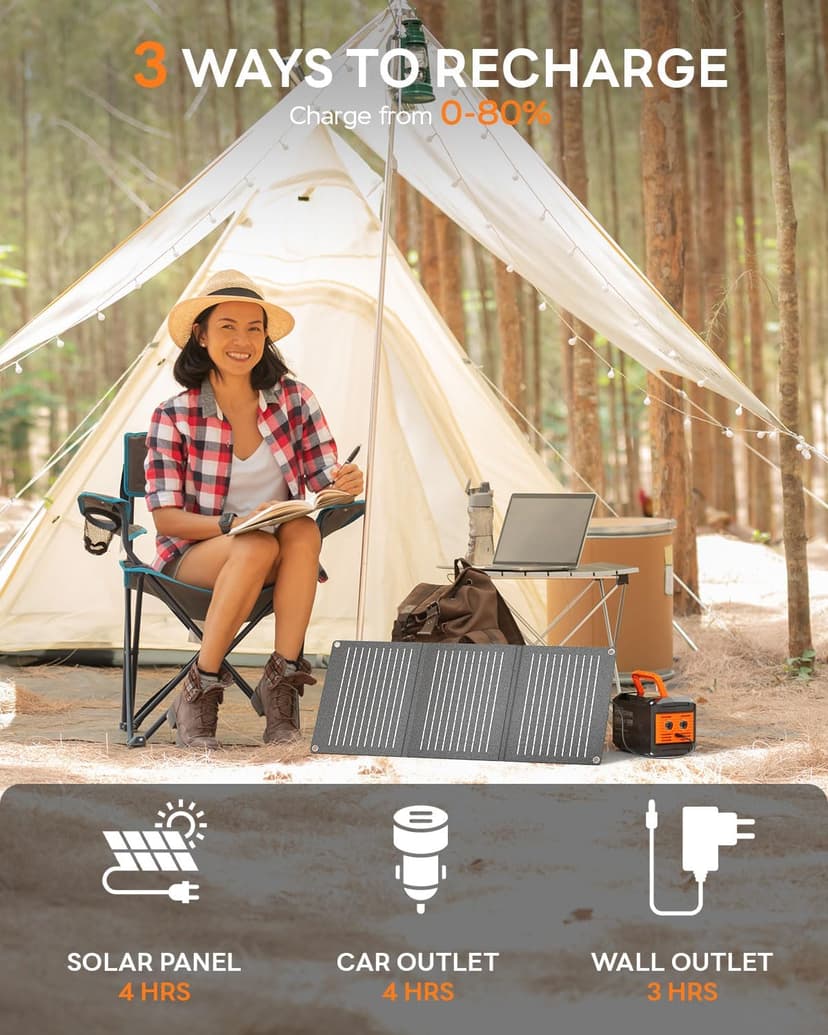 MARBERO Portable Power Station 88.8Wh Solar Generator 150W Peak Lithium Battery Backup Power Bank with LED Light for Home Outdoor Travel Emergency RV Off-Grid Living (Solar Panel Optional)