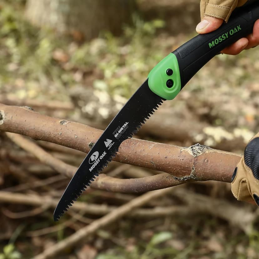 MOSSY OAK Folding Saw - 7 Inch Pruning Hand Saw with Pouch, D6A & M2 Bimetal Saw Blade, Hunting Saw Foldable for Deer, Tree, Wood, and Limb Cutting